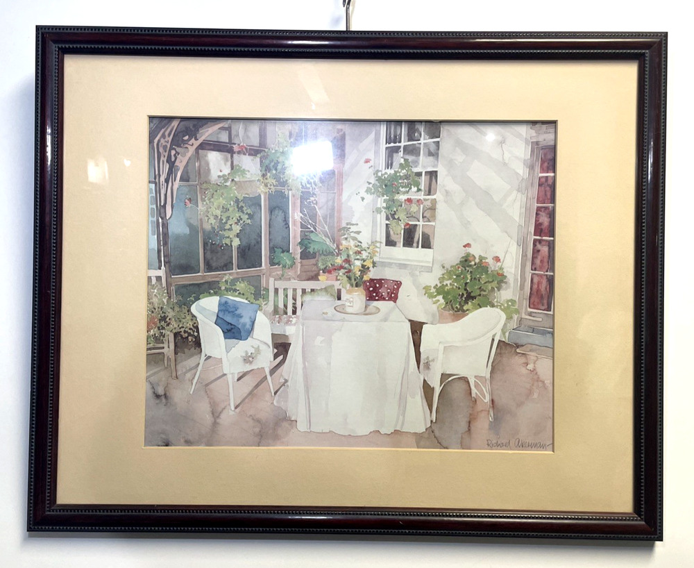 Richard Akerman Signed Garden Conservatory Print Framed Decorative Wall Art